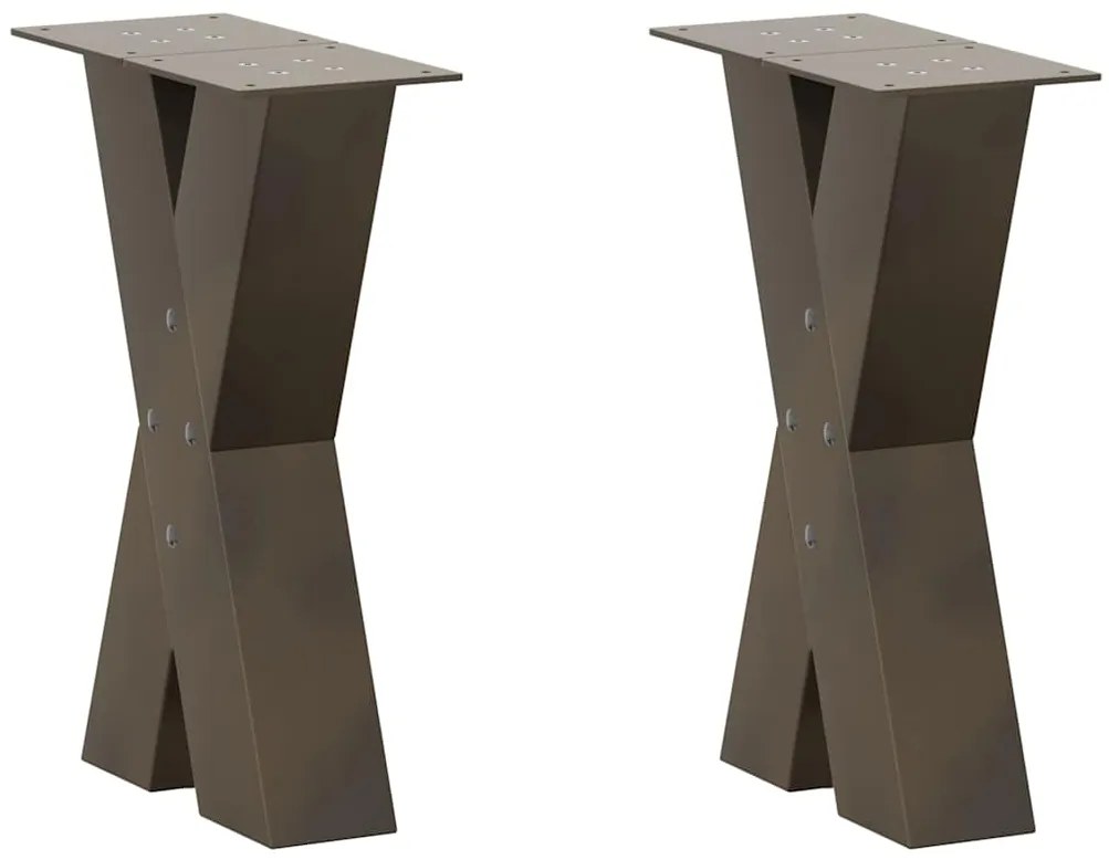 4012951 vidaXL Крака за масичка за кафе, X-образни, 2 бр., естествена стомана, 28 x (42-43) см, стомана