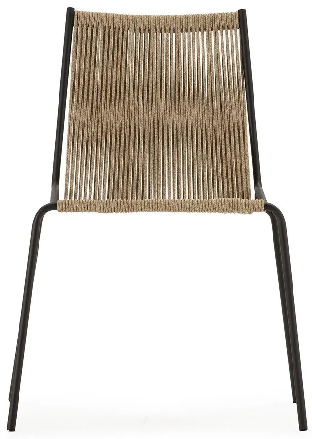 Бежови метални трапезни столове в комплект за подреждане 2 бр. Emily – Marckeric