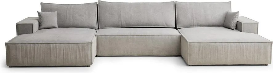Сиво-бежов шенилов сгъваем/с място за съхранение ъглов диван (U форма) Kyoto – Maison de Rêve
