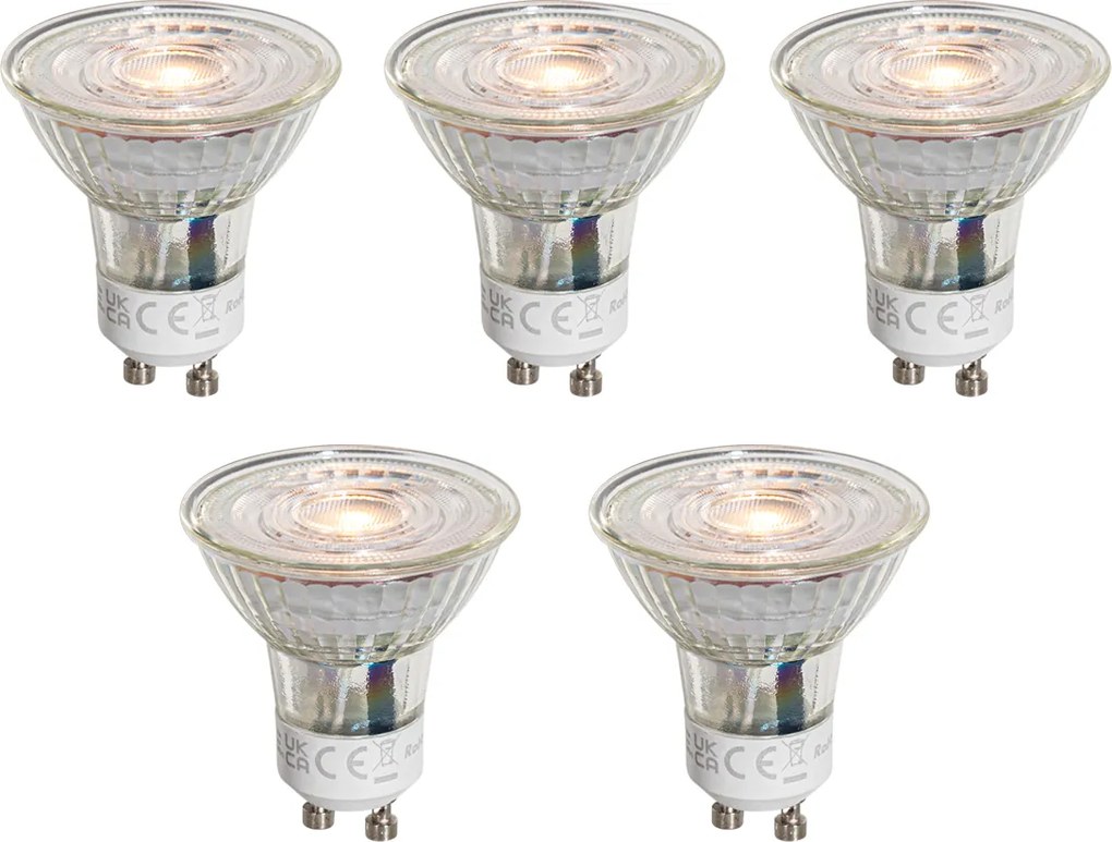 Комплект от 5 GU10 50mm LED крушки прозрачни 4.5W 360 lm 2700K