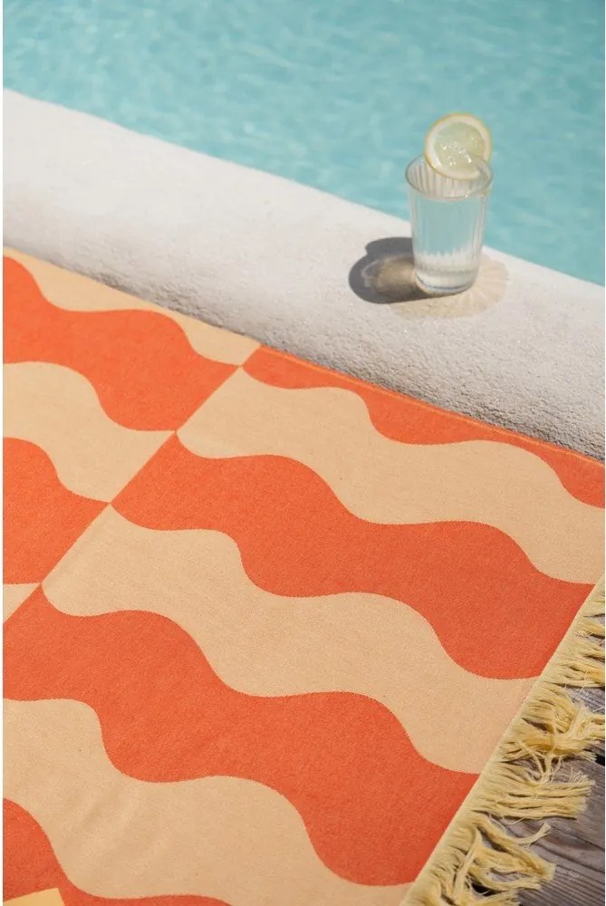 Жълта/оранжева памучна плажна кърпа 100x160 cm Nuno – noo.ma