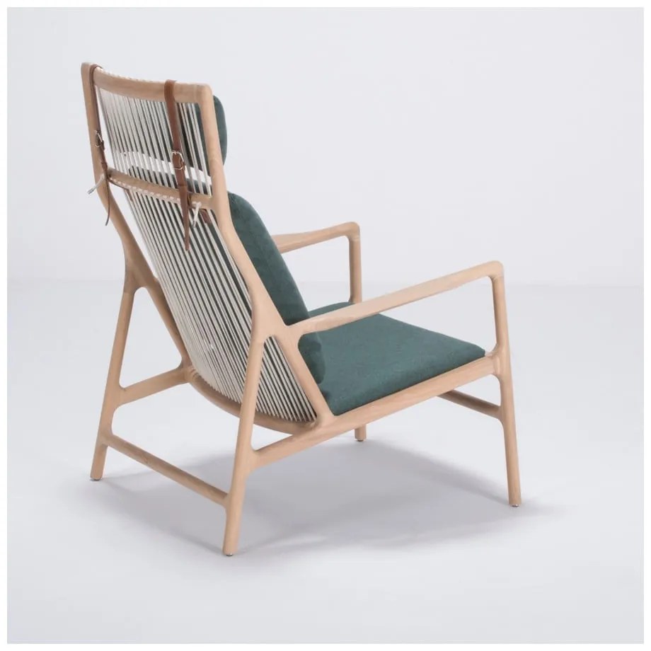 Фотьойл от дъбово дърво със зелена текстилна седалка Dedo - Gazzda