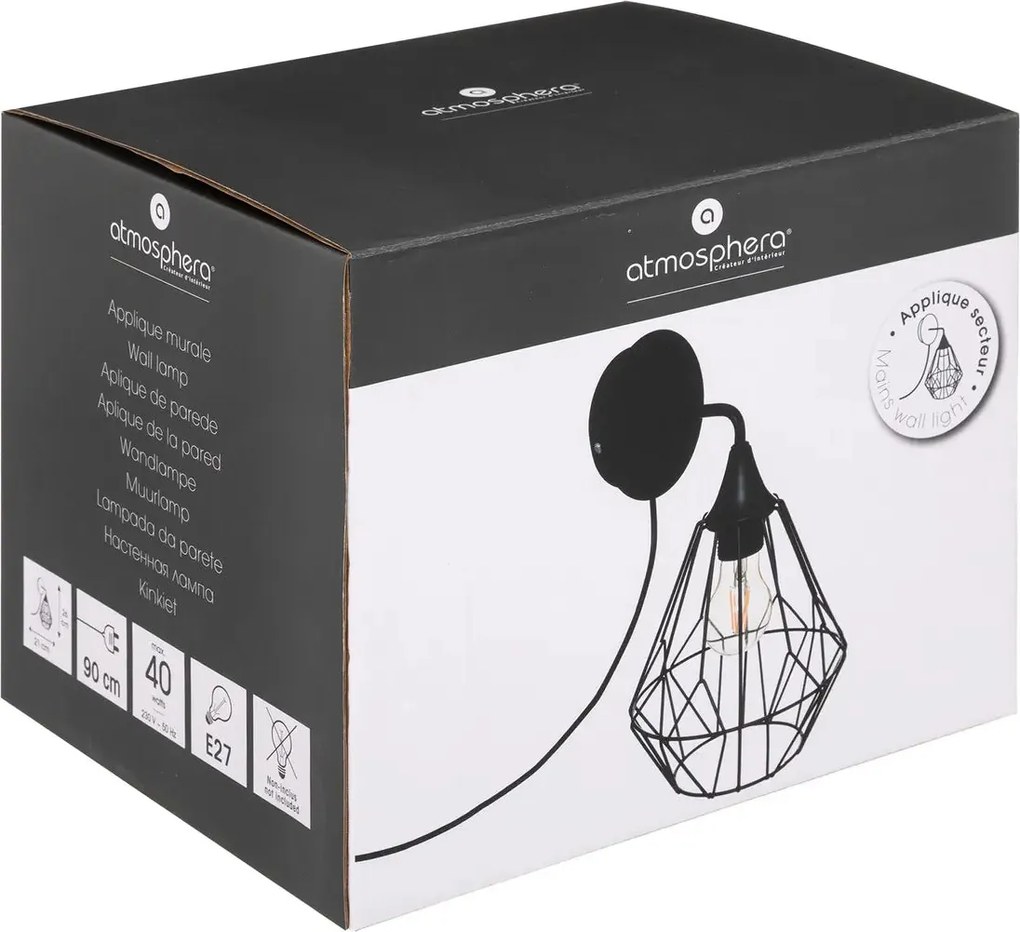 Лампа за стена atmosphera Flave, 19 cm, Метал, Черен