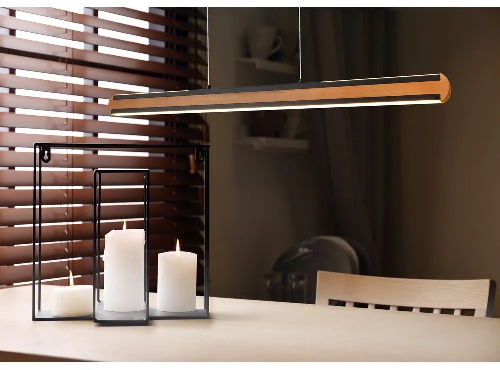 Черно и естествено LED висящо осветително тяло Deacon – Trio