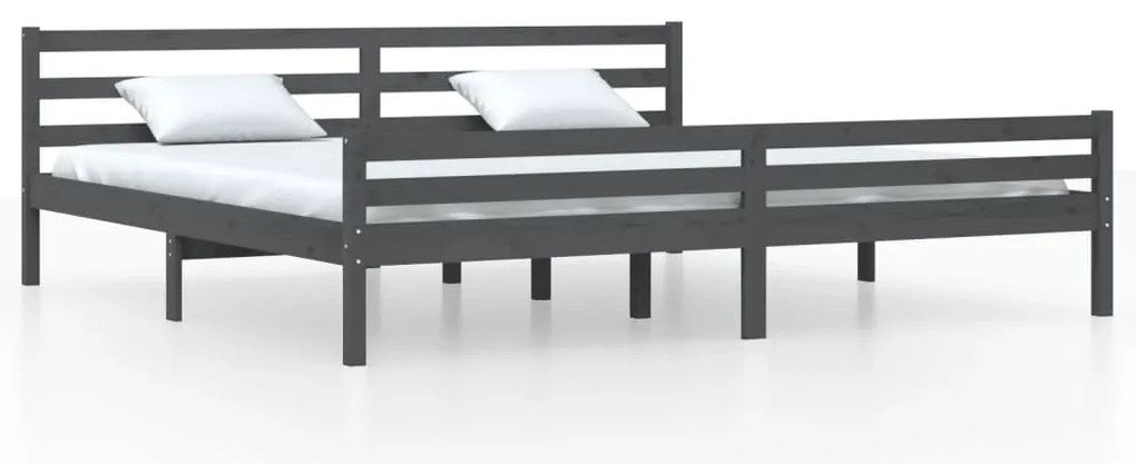 814841 vidaXL Рамка за легло, сива, дърво масив, 200x200 см