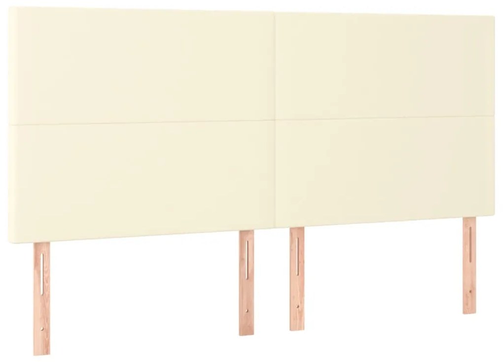 3116150 vidaXL Табла за легло, кремава, 160x5x118/128 см, изкуствена кожа