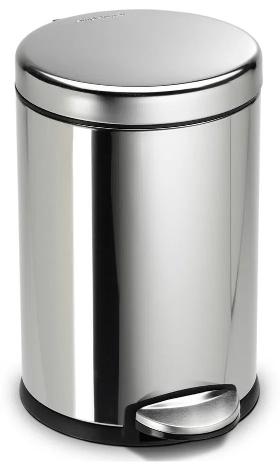 Stříbrný lesklý pedálový koš simplehuman, 4.5 l