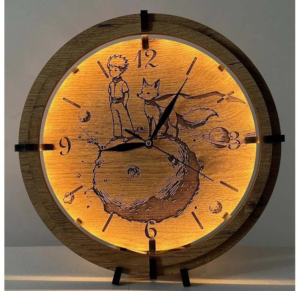 Li-Go 23712/DUB/BAT2 - Димируем часовник с LED и сензор, 1xAA, Ø 32 см, дъб