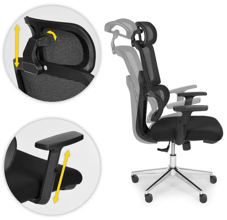 Ергономичен офис стол от мрежа с регулируема облегалка за глава
