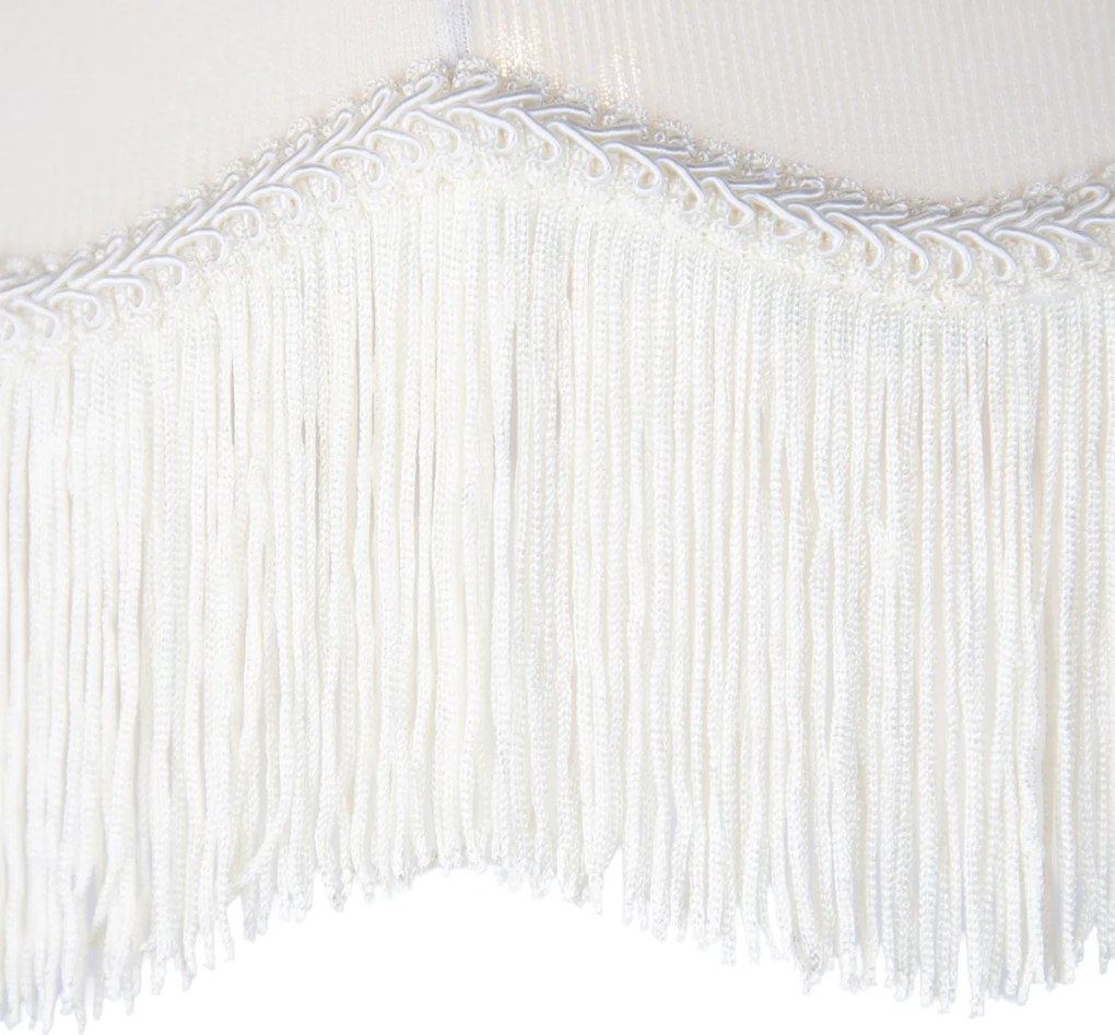 Висяща лампа черна с бежов абажур и бял интериор 31,5 см 3-лампи - Cava