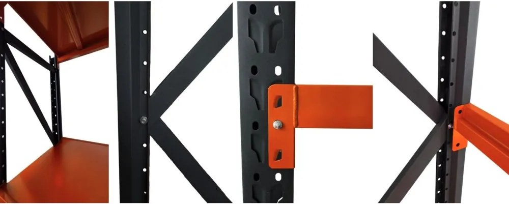 Метален стелаж за склад, гараж и работилница - 1 000 кг, 4 рафта