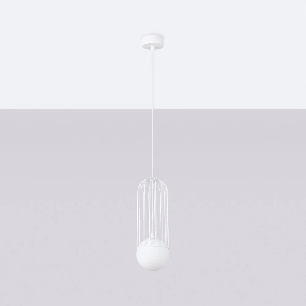 Бяло висящо осветително тяло със стъклен абажур Belinda – Sollux
