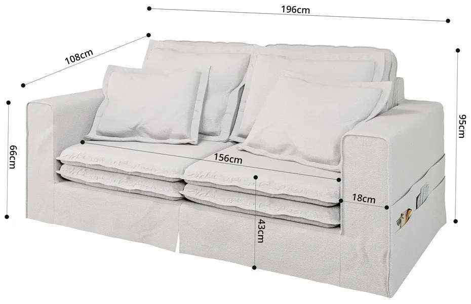 Бял диван 196 cm Nora – Ropez