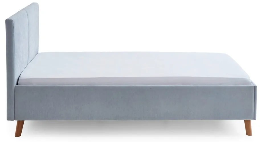 Светлосиньо двойно легло 140x200 cm тапицирано с включена подматрачна рамка Piano – Meise Möbel