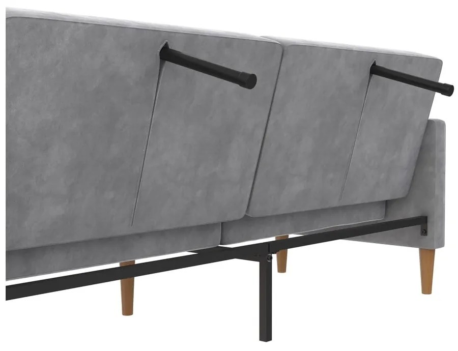 Светлосив кадифен сгъваем диван 207 cm Lilly – Støraa