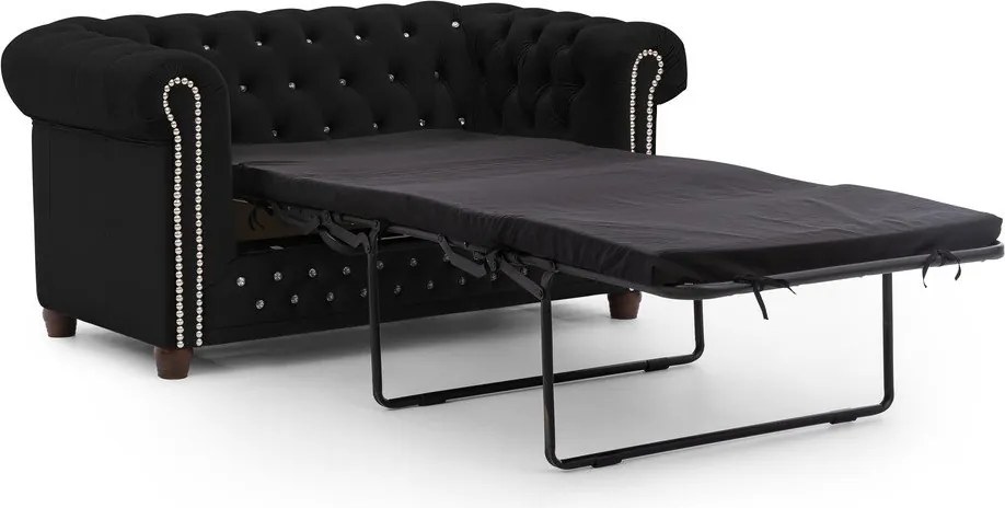 Черен кадифен разтегателен диван 148 cm York Blik – Ropez