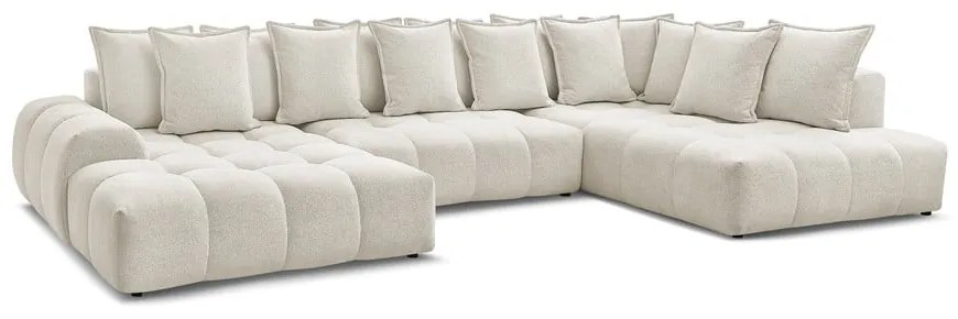 Бял шенилов сгъваем/с място за съхранение ъглов диван (десен ъгъл/U форма) Everest – Bobochic Paris