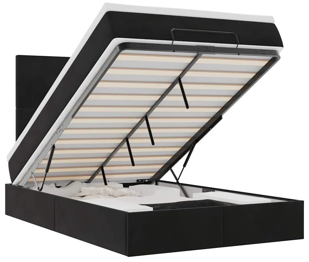 3314242 vidaXL Османска легло с матраци и LED, черно, 120x200 см, кадифе