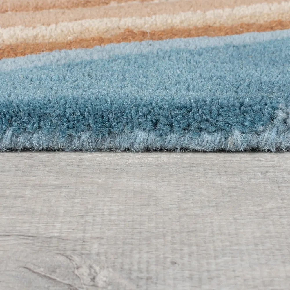 Син ръчно изработен вълнен килим 200x290 cm Abstract Flow – Flair Rugs
