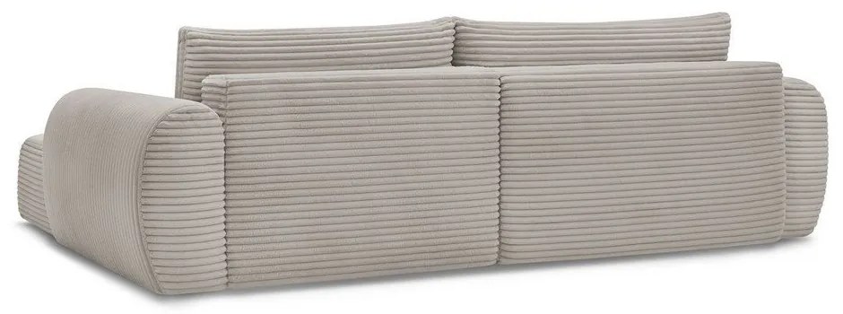 Светлосиво-бежов разтегателен ъглов диван от рипсено кадифе (десен ъгъл) Lucien – Bobochic Paris