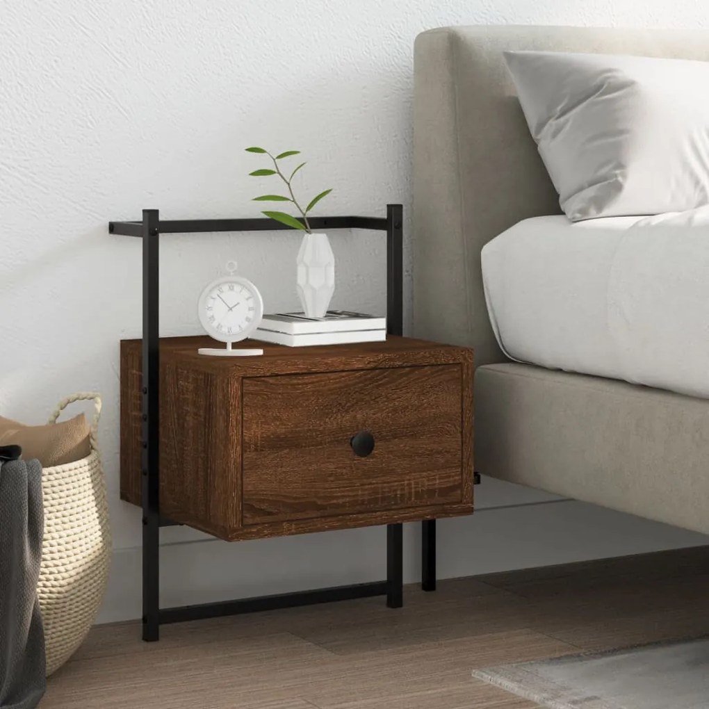 Sonata H Нощно шкафче стенно кафяв дъб 35x30x51 см инженерно дърво