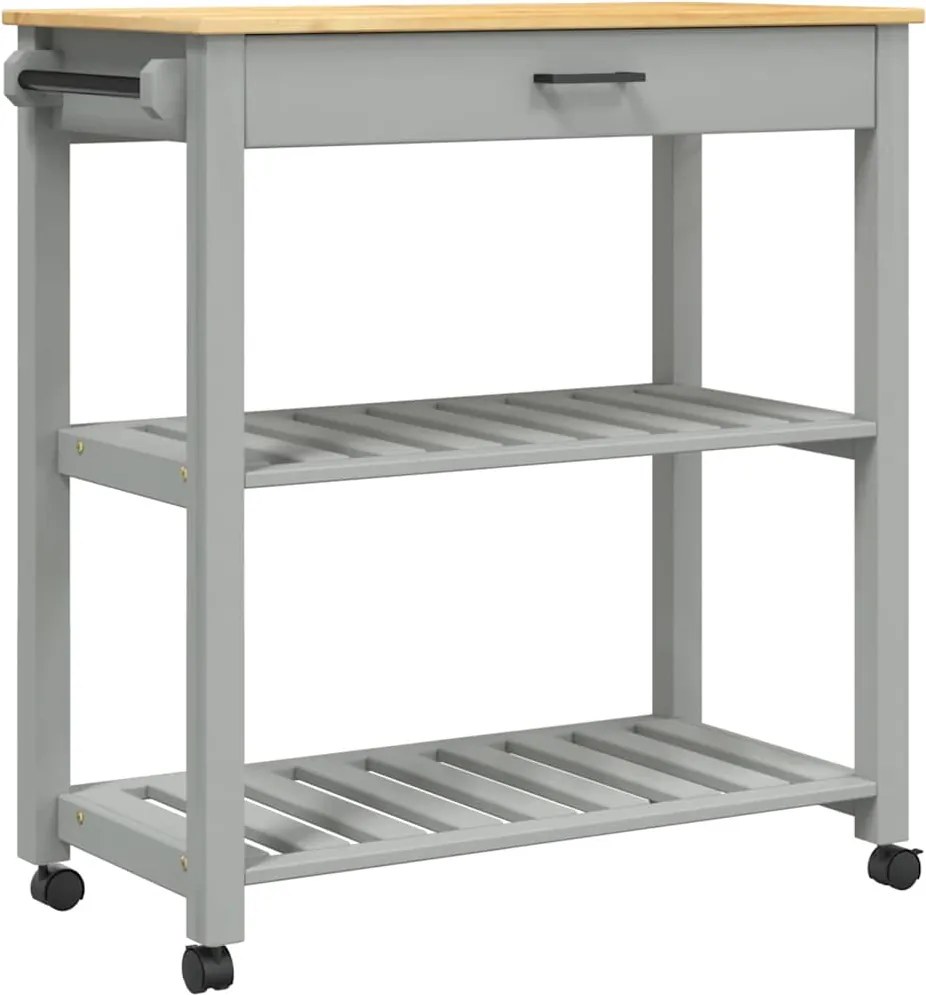 376101 vidaXL Кухненска количка "MONZA" 84x40x88,5 см борово дърво масив