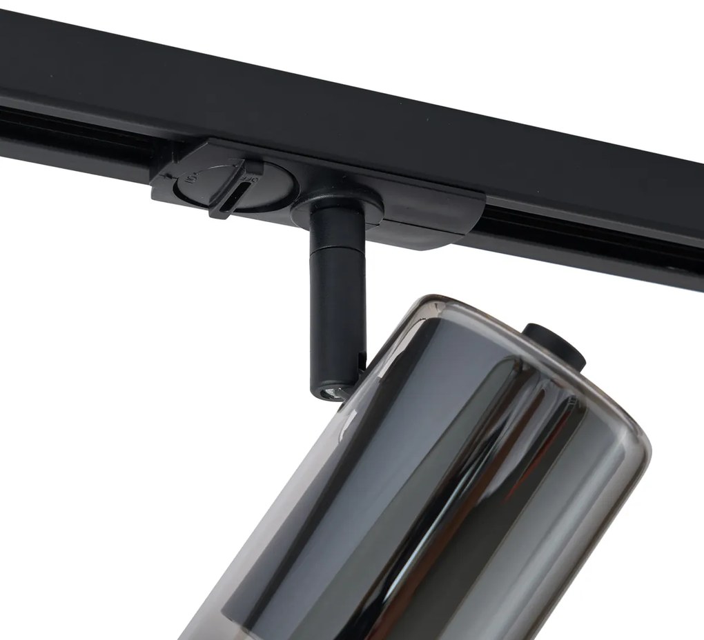 Модерен прожектор черен с димно стъкло за 1-фазна релсова система - Iconic Lloyd