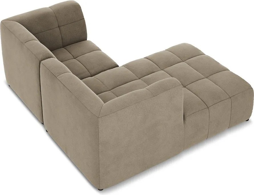 Кафяв кадифен ъглов диван (ляв ъгъл) Aloha – Makamii