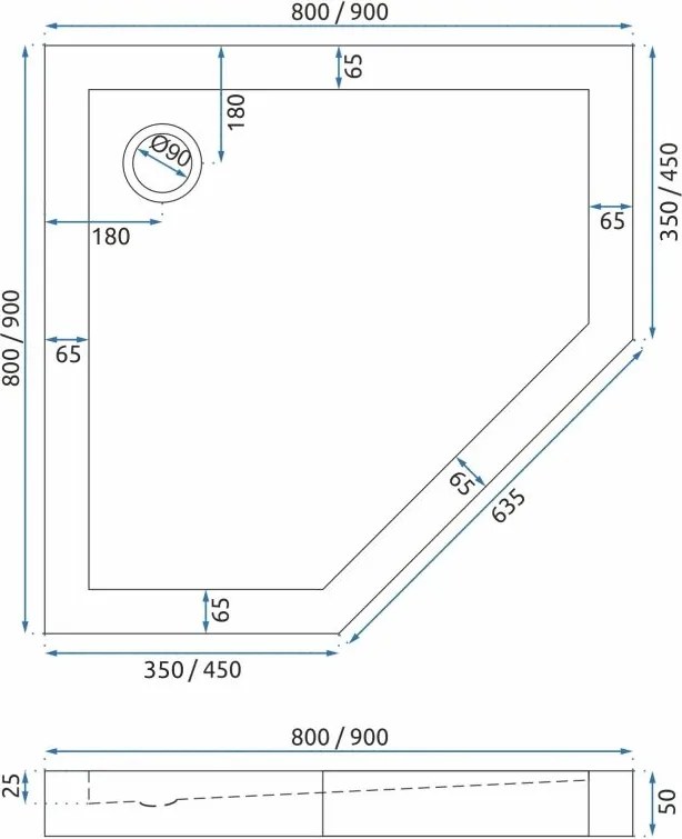 Душ кабина Rea DIAMOND GOLD 90x90