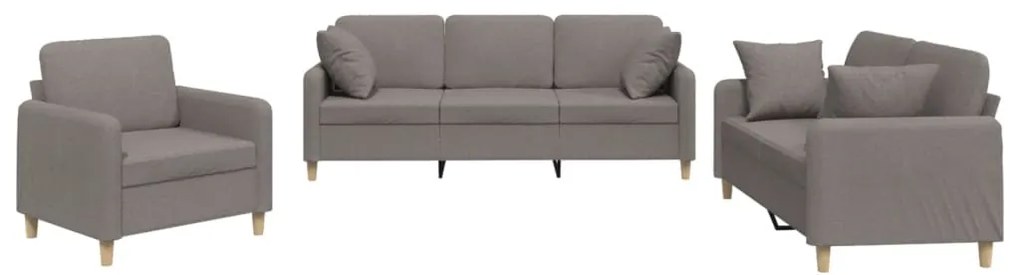 3202077 vidaXL Комплект дивани 3 части с възглавници таупе текстил