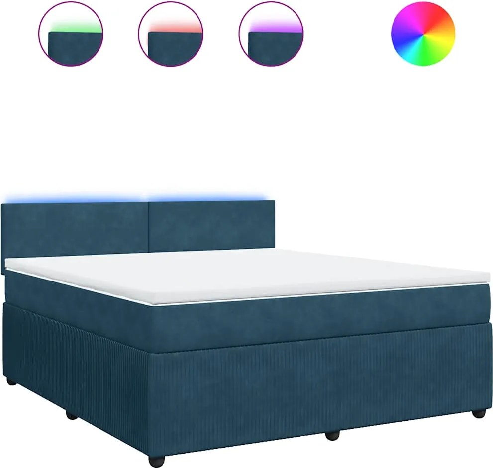 3290104 vidaXL Боксспринг легло с матрак, синьо, 180x200 см, кадифе