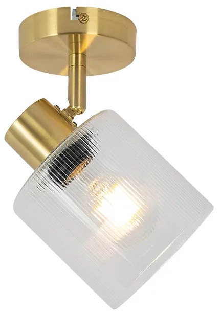 Таванен прожектор в стил арт деко златен със стъкло, регулируем - Laura