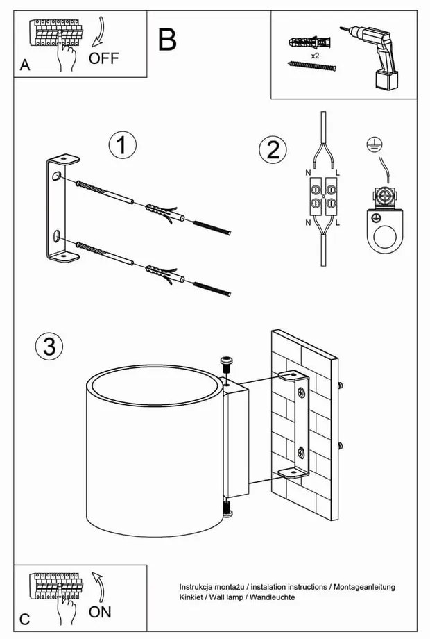 Тъмносива стенна лампа ø 10 cm Roda – Sollux