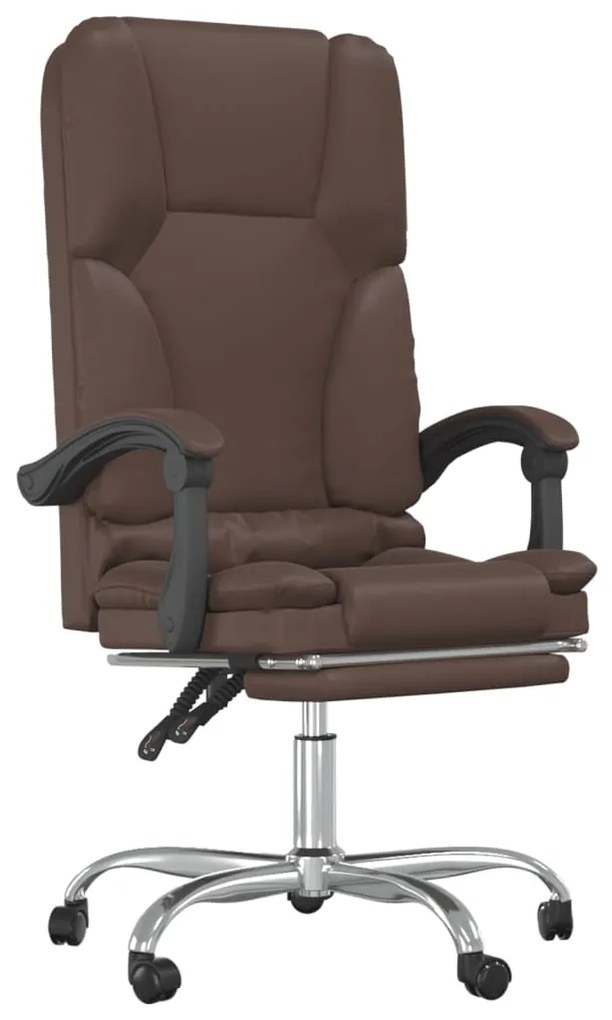 349678 vidaXL Масажен наклоняем офис стол, кафяв, изкуствена кожа