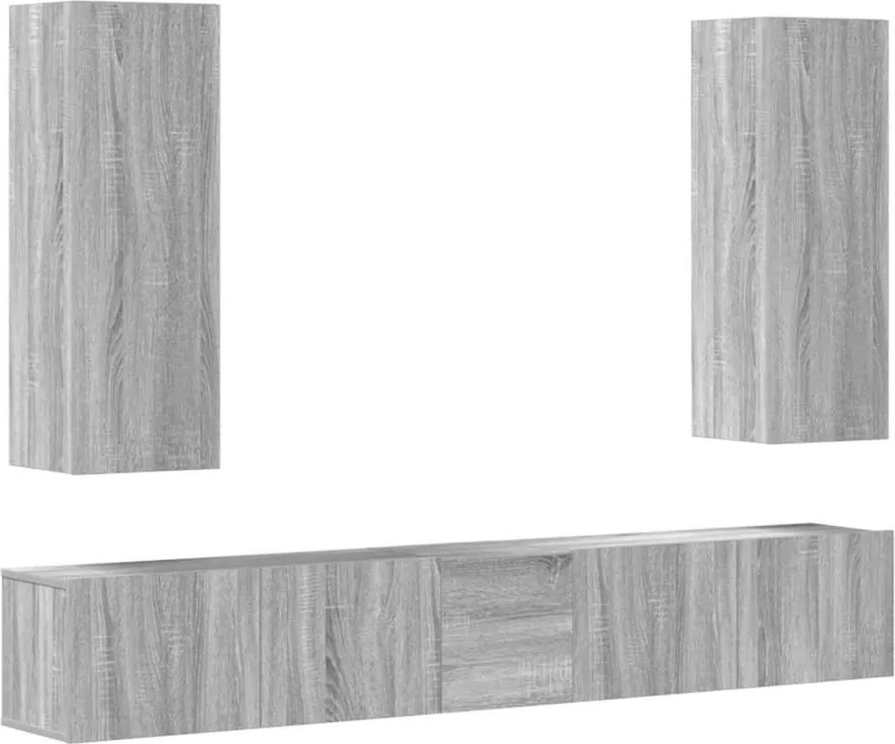 3114252 vidaXL Комплект ТВ шкафове от 5 части, сив сонома, инженерно дърво