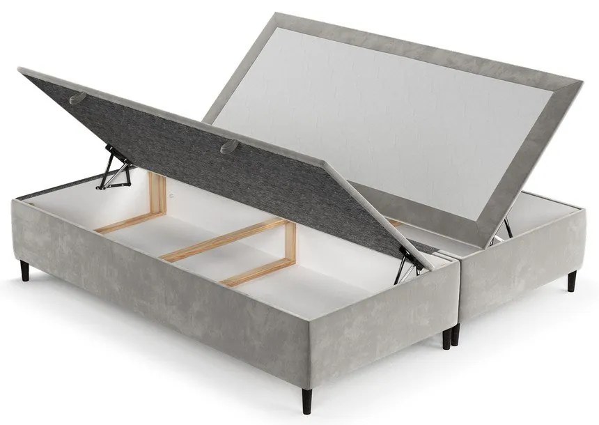 Светлосиво тапицирано двойно легло с място за съхранение 200x200 cm Tate – Maison de Rêve