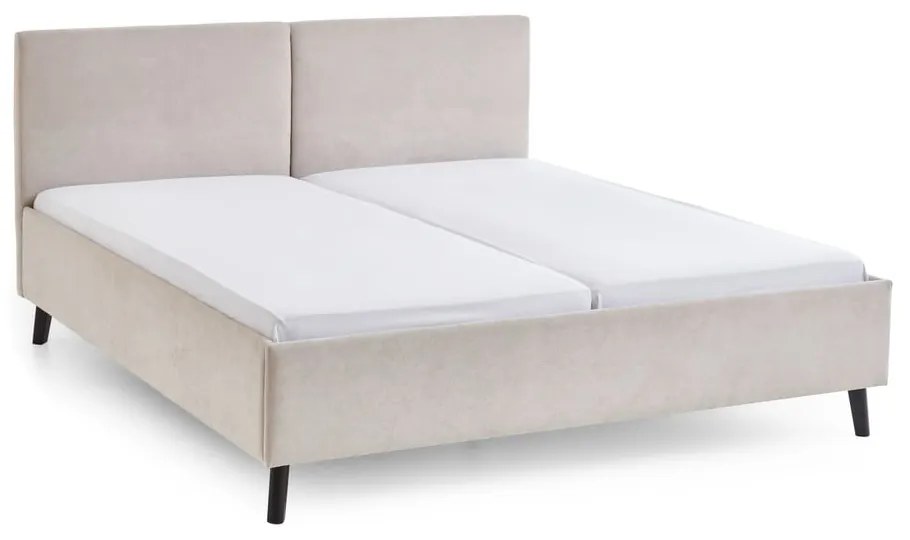 Бежово двойно легло 180x200 cm тапицирано с включена подматрачна рамка Piano – Meise Möbel