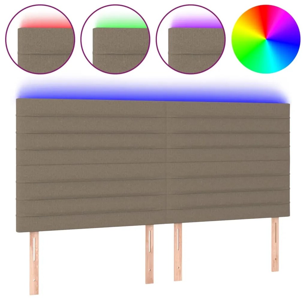 3122582 vidaXL LED горна табла за легло, таупе, 180x5x118/128 см, плат