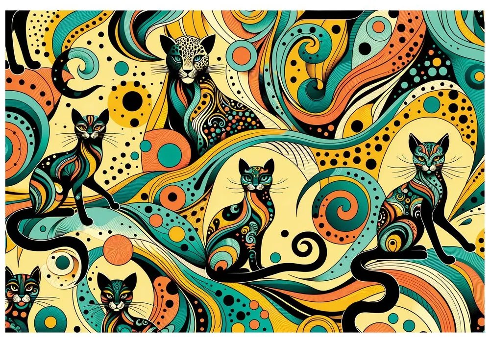 Фототапет – Цветни абстрактни котки