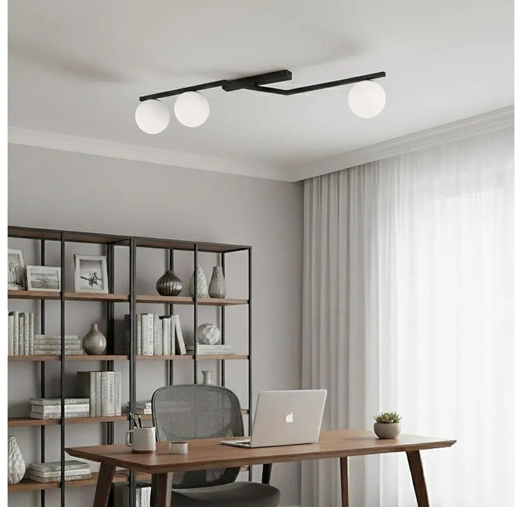 Плафон NATON 3xE14/10W/230V черно/бяло