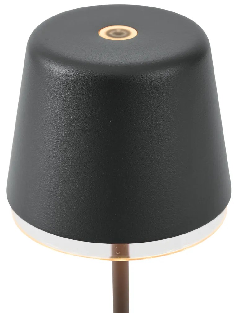 Настолна лампа черна с LED IP65 акумулаторна със станция за зареждане - Treble