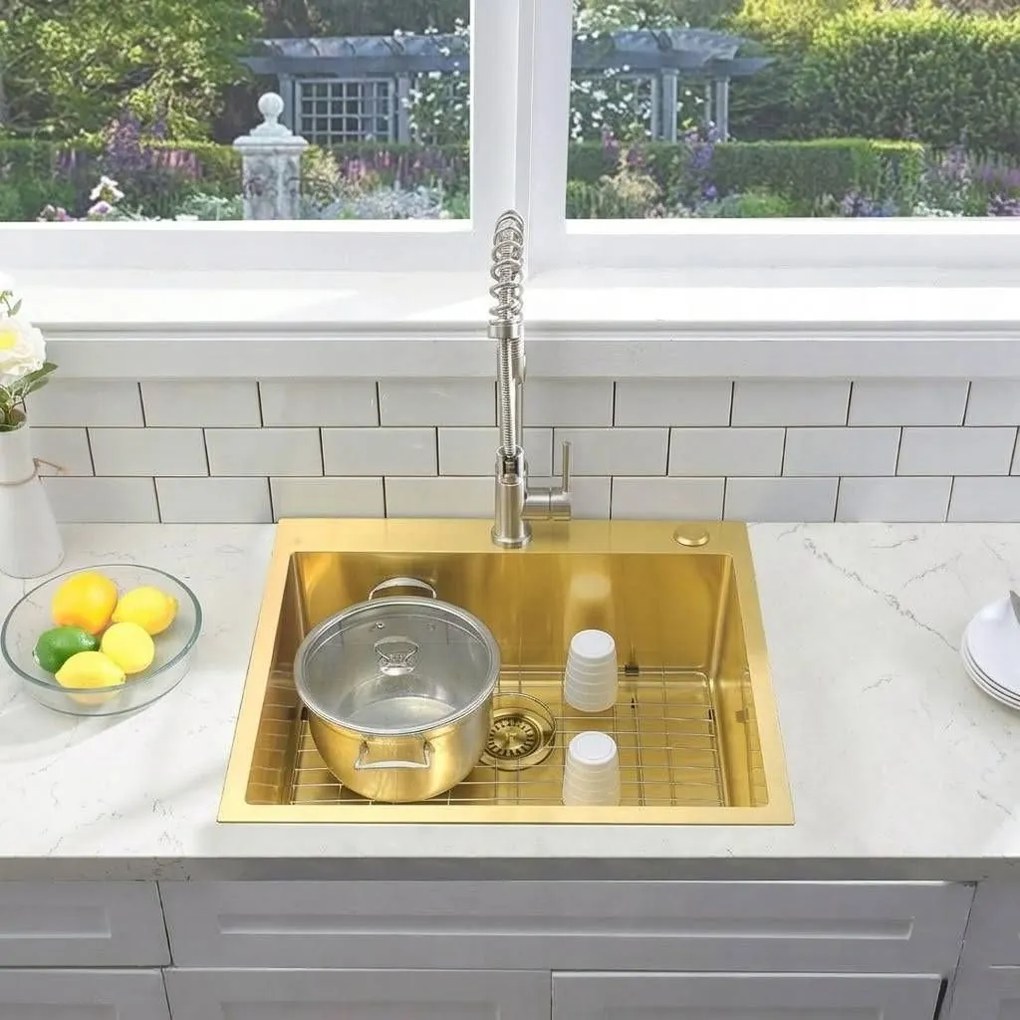 Стоманена мивка Liam BRUSH GOLD