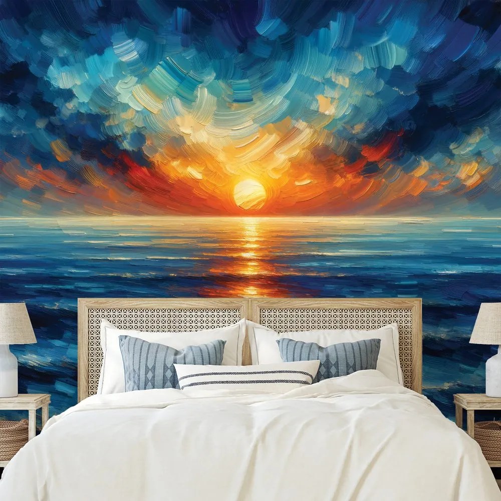 Самозалепващ фототапет – Драматичен залез над океана