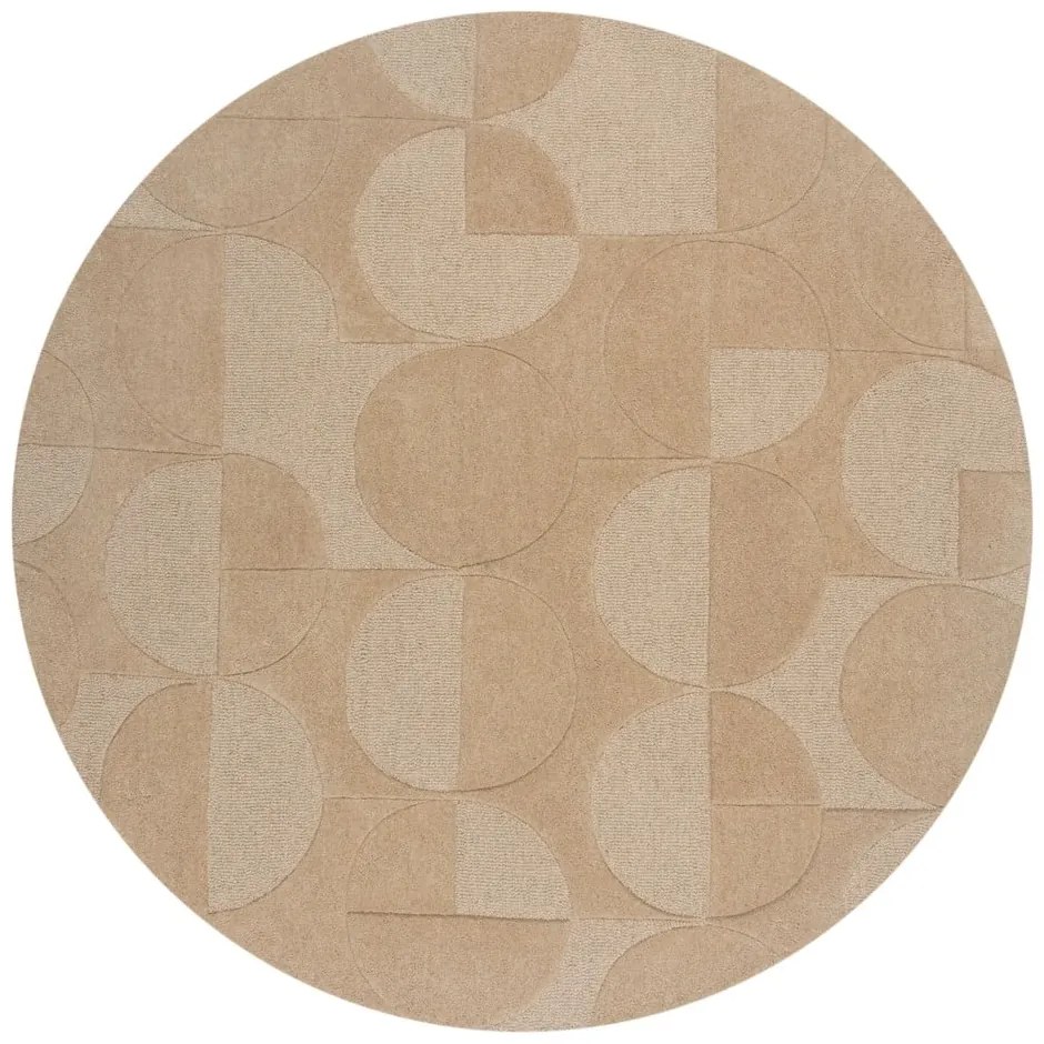 Бежов вълнен кръгъл килим ø 160 cm Gigi - Flair Rugs