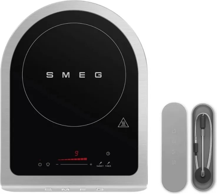 Преносим индукционен котлон Smeg PIC01WHMEU, 2100 W, Керамично стъкло, Таймер, LED дисплей, Бял мат