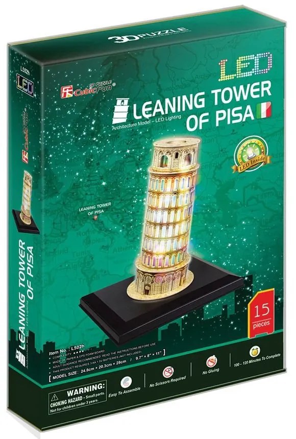 Cubic Fun - Пъзел 3D Pisa Tower 15ч. LED светлини