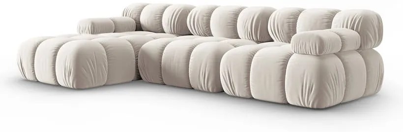 Бежов кадифен модулен ъглов диван (ляв ъгъл) Bellis – Micadoni