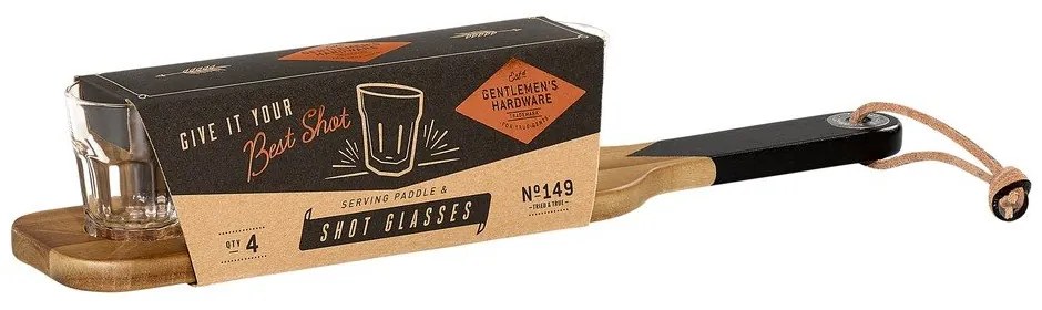 Дървена дъска за сервиране и 4 чаши за шотове Gentlemen's Hardware - Gentlemen's Hardware