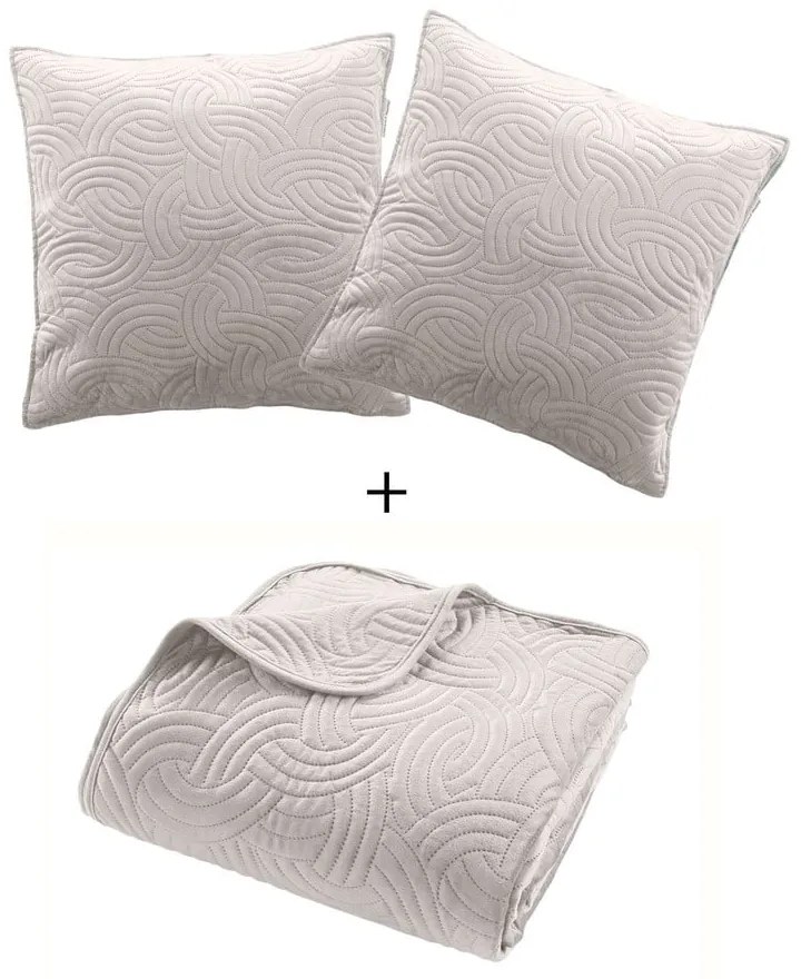 Кремаво комплект шалте и калъфка за възглавница 240x260 cm Solange – douceur d'intérieur