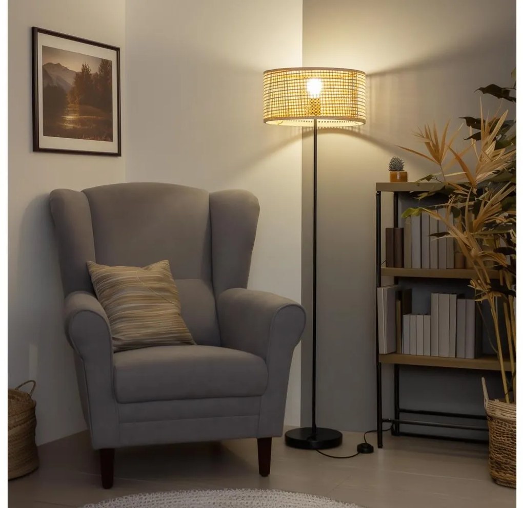 Brilagi - LED подова лампа CERIA 1xE27/40W/230V Ø 25 см бамбук/черен